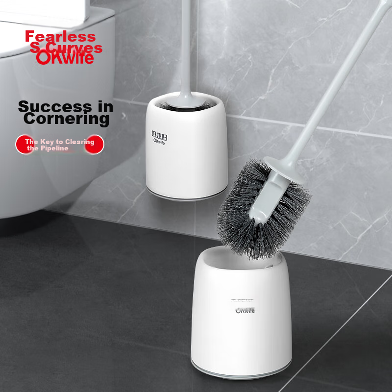 Good Wife Toilet Brush with Hook, No Drilling Required, Floor-Standing Brush wit...