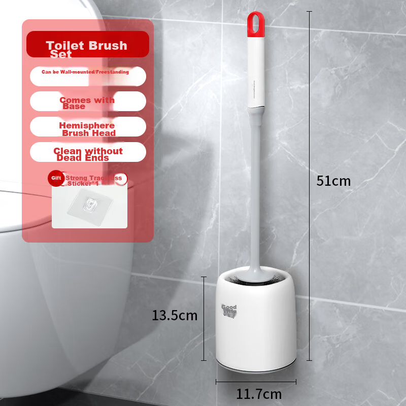 Good Wife Toilet Brush with Hook, No Drilling Required, Floor-Standing Brush wit...