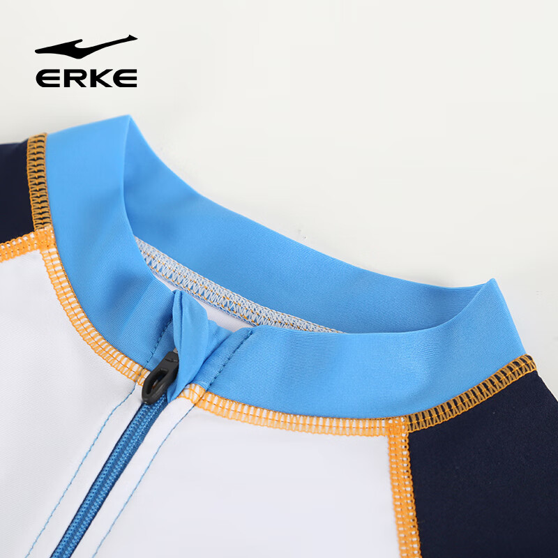 ERKE Boys' Short Sleeve Split Swimsuit for Children 6-12 Years Old Navy Blue