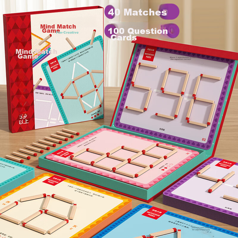 Fuhaier Math Thinking Matchsticks Teaching Aid Board Game for Boys And Girls, Co...