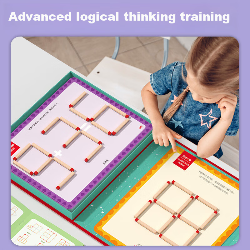 Fuhaier Math Thinking Matchsticks Teaching Aid Board Game for Boys And Girls, Co...