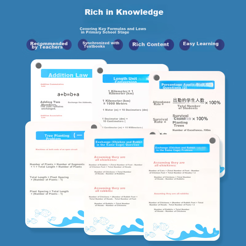 Hanhan Leyuan Elementary School Math Formula Cards, Nationwide Universal Math Ba...