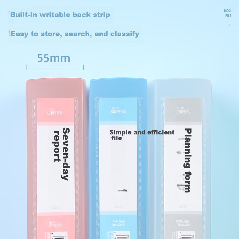 Deli 55mm A4 Plastic File Box, Stylish And Simple Color-Transparent Series, Fina...