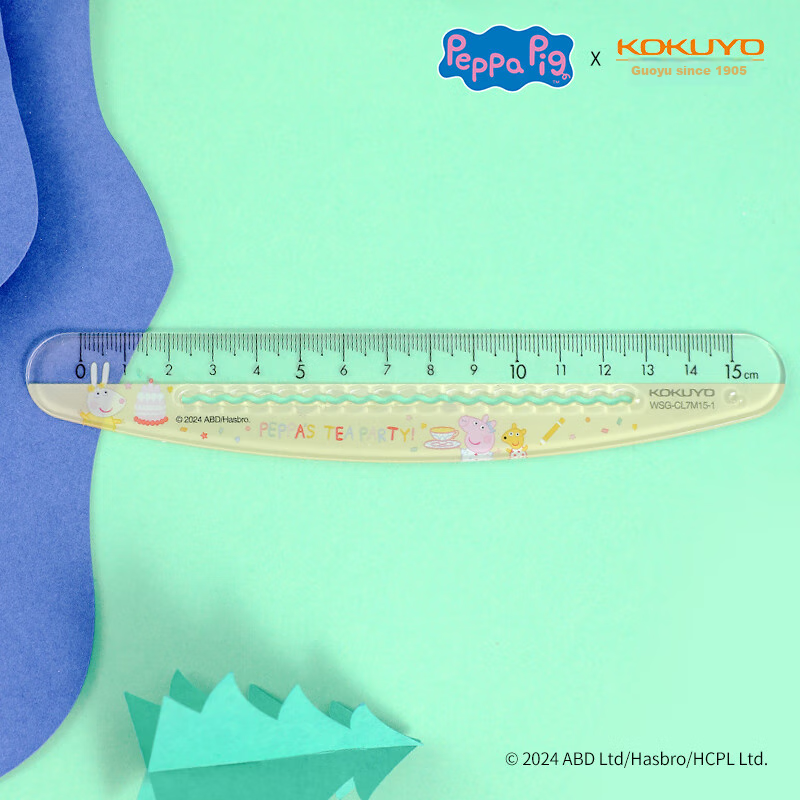 KOKUYO Peppa Pig Collaboration Series 15cm Wavy Ruler, Transparent Scale, Safe w...