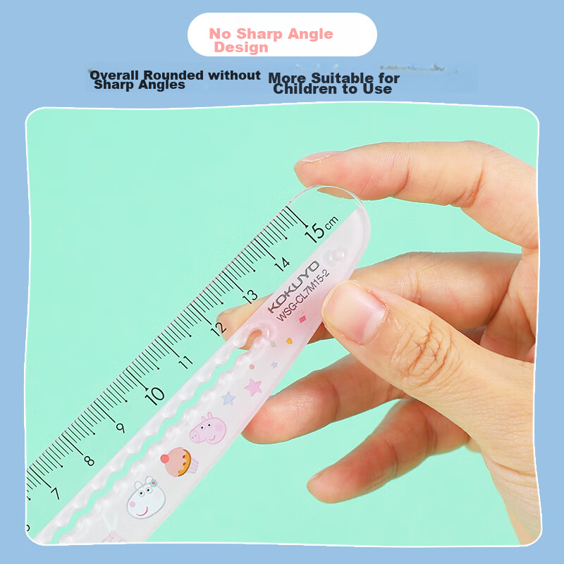 KOKUYO Peppa Pig Collaboration Series 15cm Wavy Ruler, Transparent Scale, Safe w...