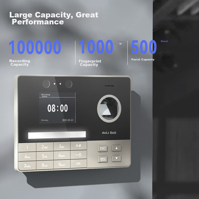 Deli Attendance Machine, Visible Light Facial Recognition, Fingerprint And Facia...