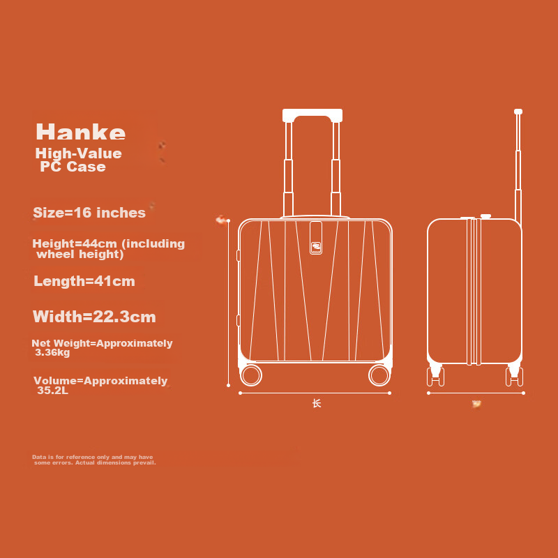 Hanke Luggage Suitcase for Men And Women, Carry-On Travel Case, 16-Inch Eco-Frie...
