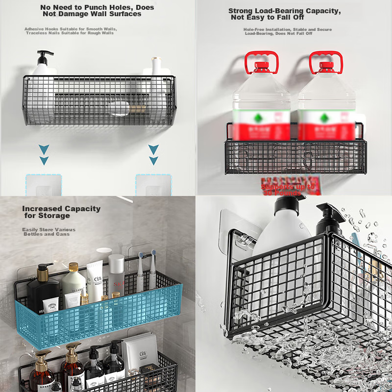 Cigeman Bathroom Storage Rack, No Drilling Required, Wall-Mounted, Washroom Iron...