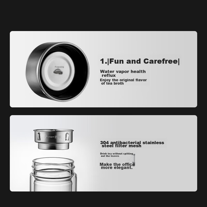 Fuguang Antibacterial Glass Cup, Double-Layer High Borosilicate Tea Cup, Tea-Wat...