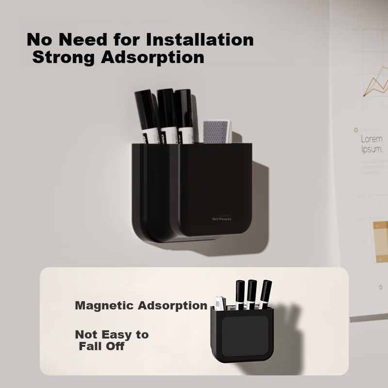 Deli Foldable Magnetic Black Pen Holder, Whiteboard Pen Storage Box, Blackboard...