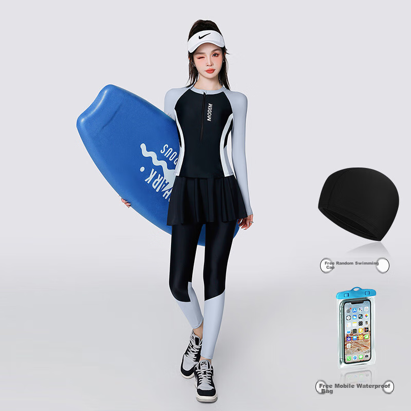 F.DYRAA Women's Two-Piece Swimsuit, Sun Protection Long Sleeve Long Pants, Divin...