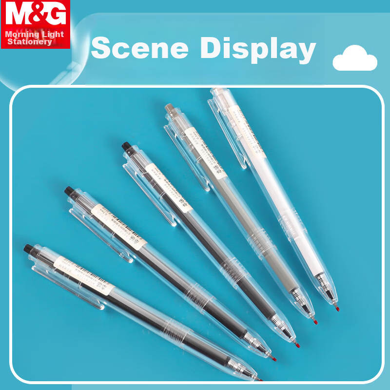 M&G (M&G) Stationery 0.5mm Black Gel Pen Full Needle Push Signature Pen Bonwe Se...