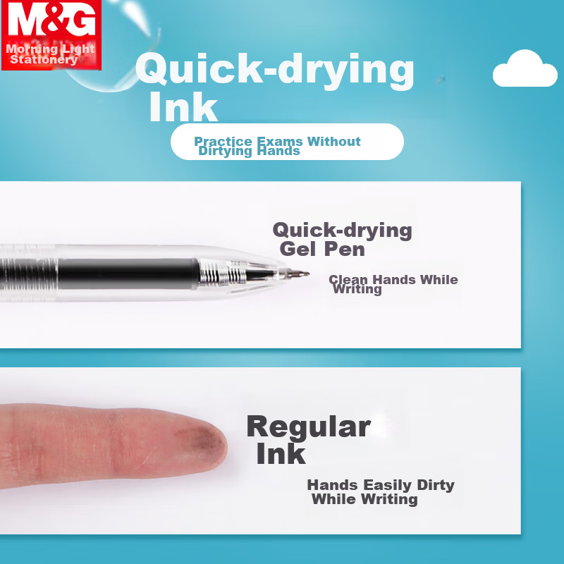 Chenguang (M&G) Stationery 0.5mm Black Gel Pen, Full Needle Tube Retractable Sig...