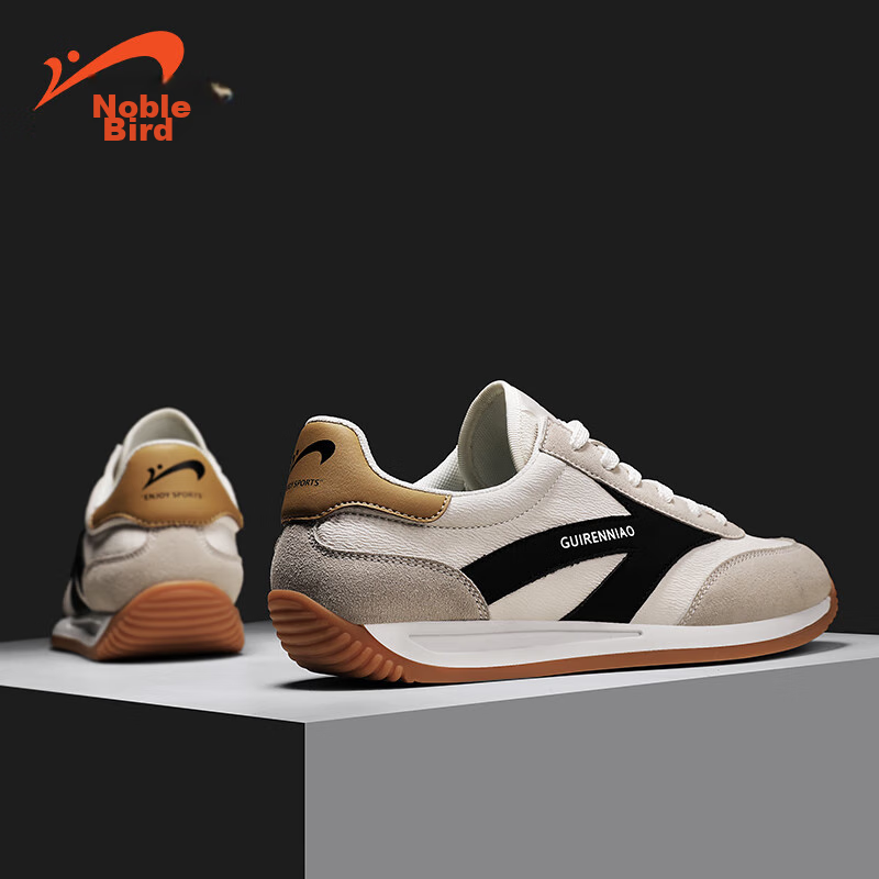 Guirenniao Men's Casual Shoes, 2024 Retro Breathable Running Sneakers, Beige/gra...