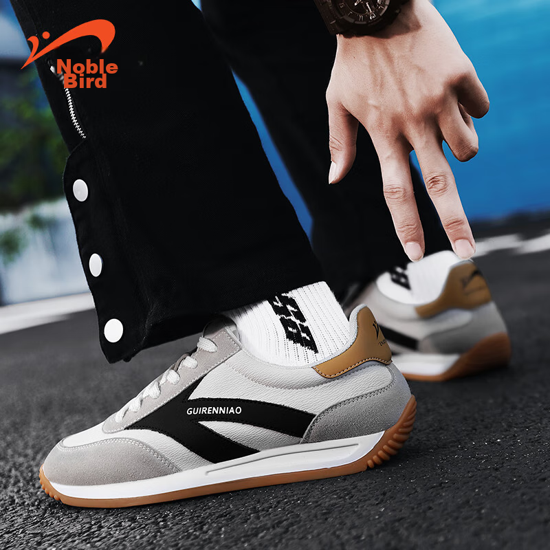 Guirenniao Men's Casual Shoes, 2024 Retro Breathable Running Sneakers, Beige/gra...