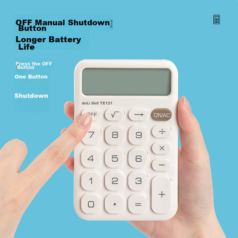 Deli Slim Portable Calculator 12-Digit Display Financial/Personal Calculator Off...