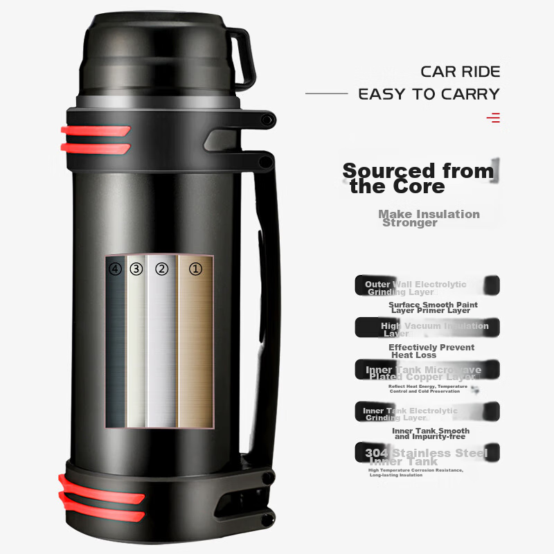 Fuguang Shixi Insulated Bottle, Large Capacity Outdoor Water Bottle for Men, Car...