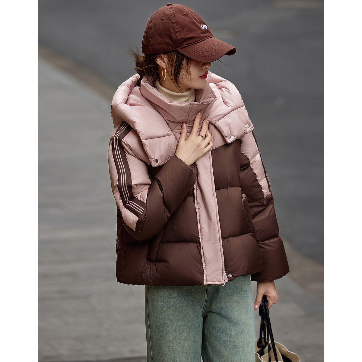 Demana Winter 400T Spring Yarn-Dyed 90% Duck Down, Striped Tapestry Patchwork Sh...