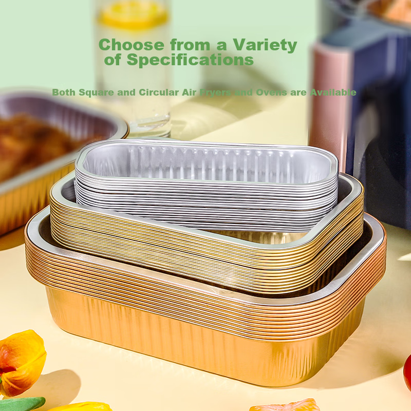 Faxilon Gold Thickened Air Fryer Paper Tin Foil Trays, 10 Pieces, 750ml, for Bar...