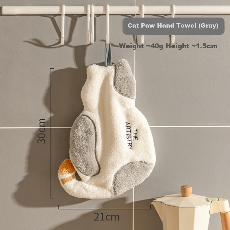 Fanyejia Cat Hand Towel, Hanging Hand Towel, Cute Coral Fleece Towel for Childre...