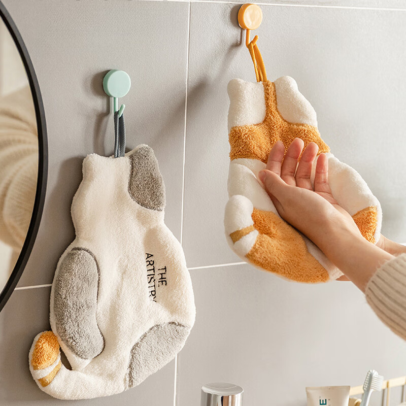 Fanyejia Cat Hand Towel, Hanging Hand Towel, Cute Coral Fleece Towel for Childre...