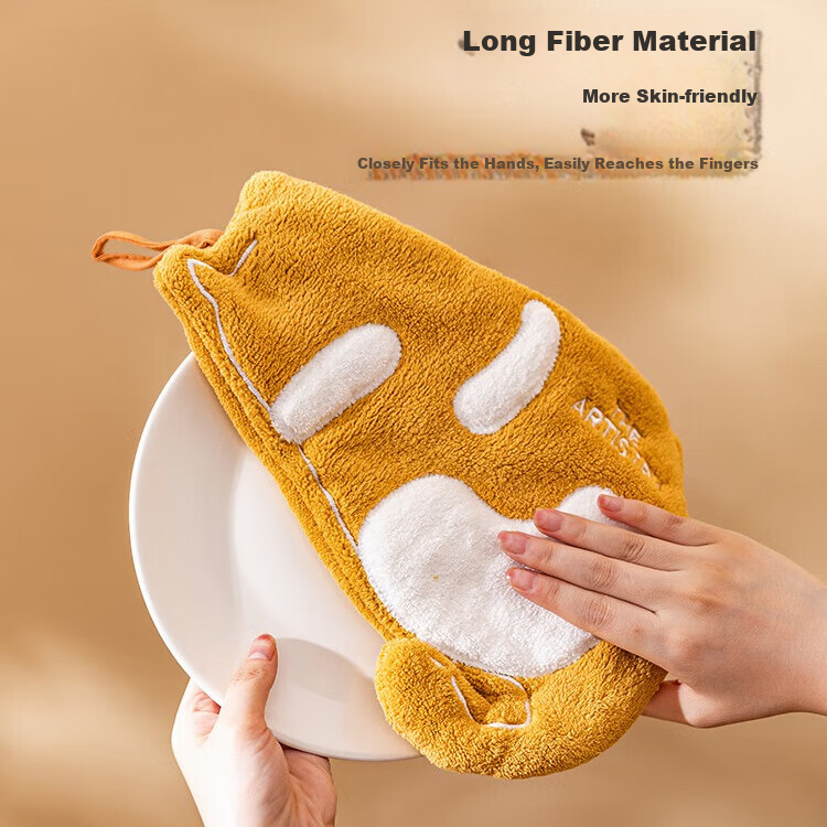 Fanyejia Cat Hand Towel, Hanging, Absorbent, Cartoon Cute, Kitchen, Bathroom, Mu...