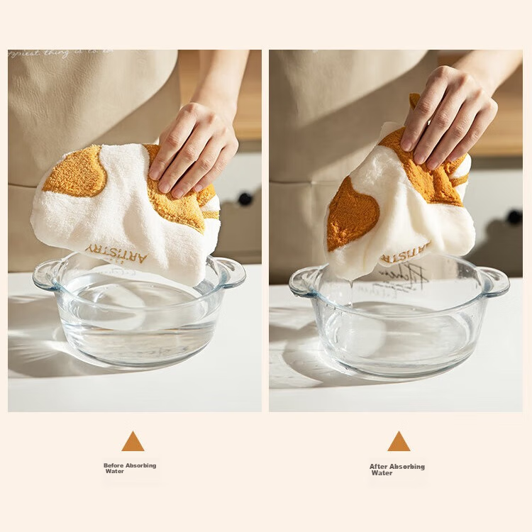 Fanyejia Cat Hand Towel, Hanging, Absorbent, Cartoon Cute, Kitchen, Bathroom, Mu...