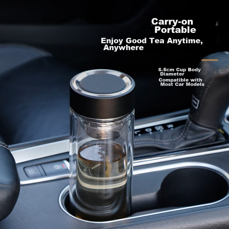 Fuguang Double-Layer Glass Cup, High Borosilicate Tea Infuser Mug, Portable Car...