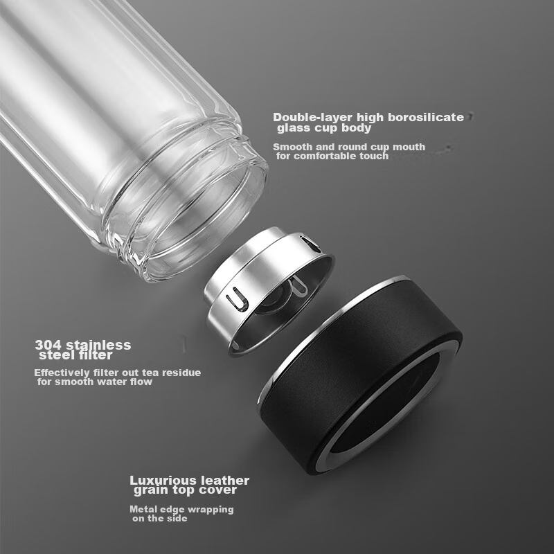 Fuguang Double-Layer Glass Cup, High Borosilicate Tea Infuser Mug, Portable Car...