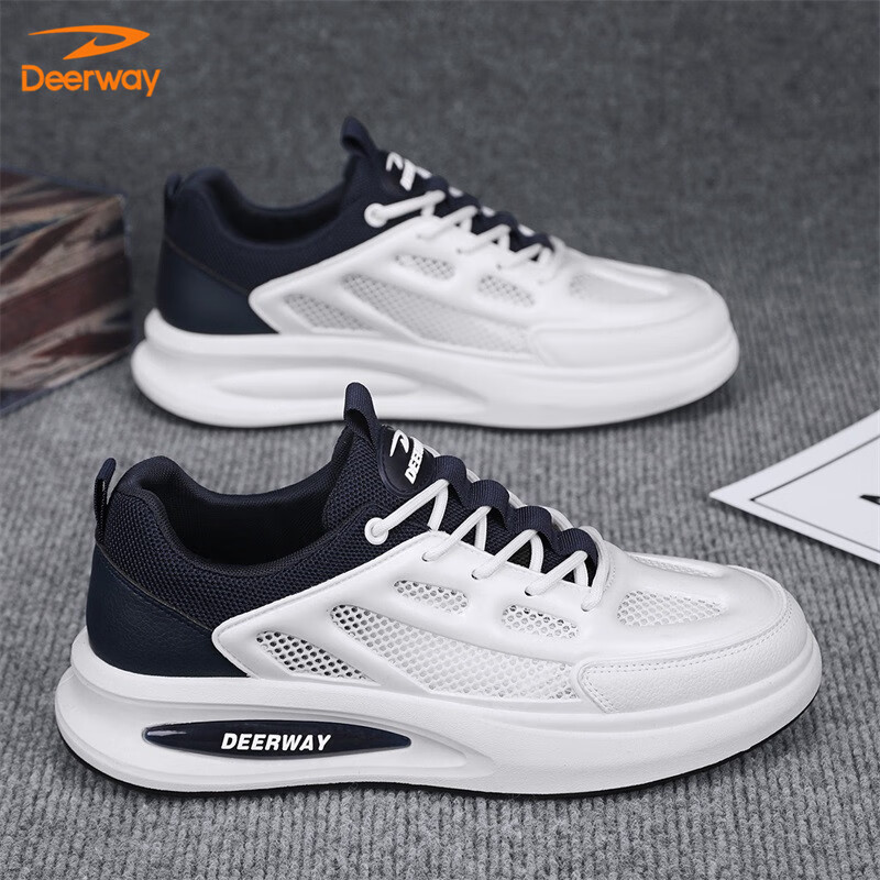 DEERWAY Men's 2025 Spring/Summer Canvas Shoes Men's Mesh White Sneakers Fashion...