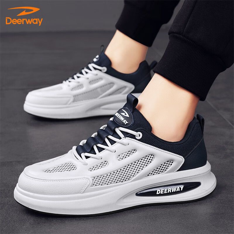 DEERWAY Men's 2025 Spring/Summer Canvas Shoes Men's Mesh White Sneakers Fashion...
