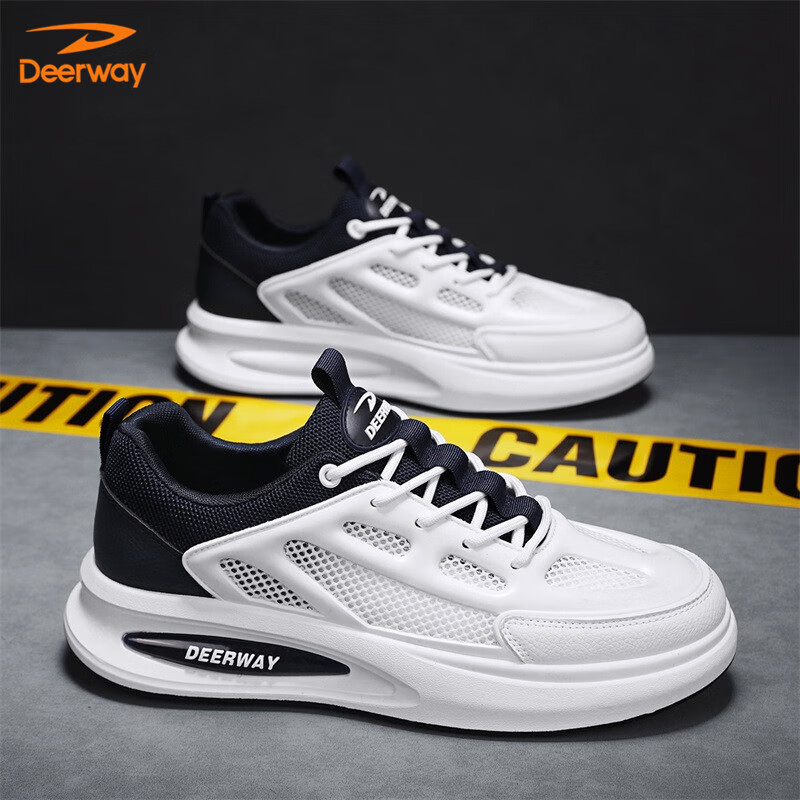 DEERWAY Men's 2025 Spring/Summer Canvas Shoes Men's Mesh White Sneakers Fashion...