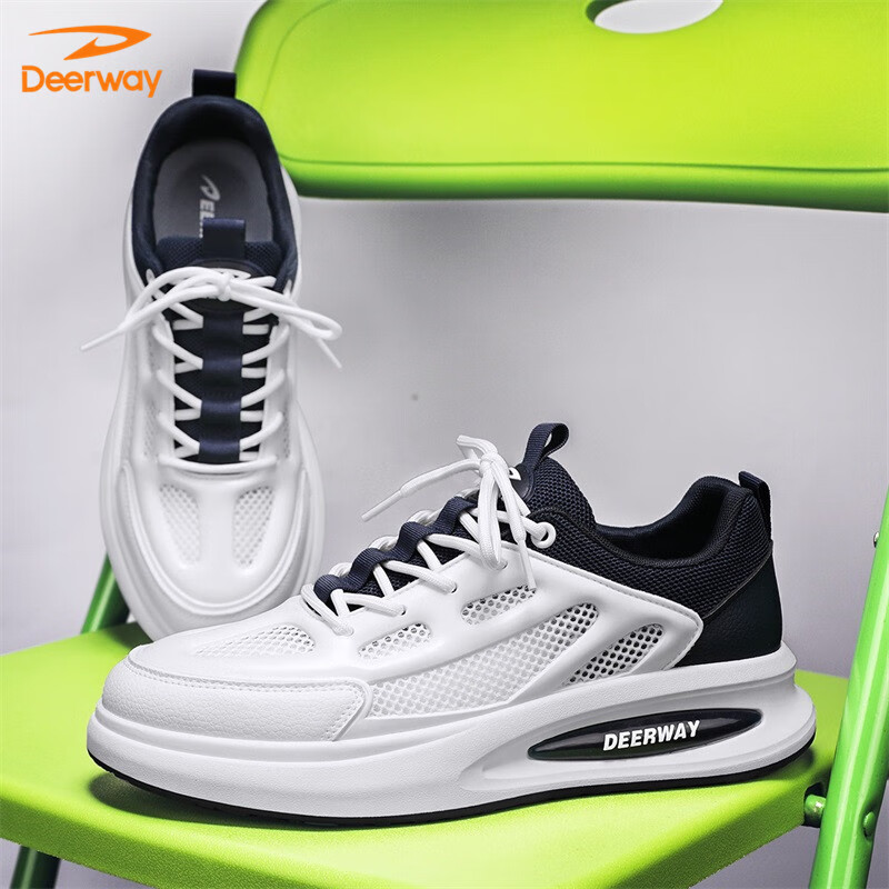 DEERWAY Men's 2025 Spring/Summer Canvas Shoes Men's Mesh White Sneakers Fashion...