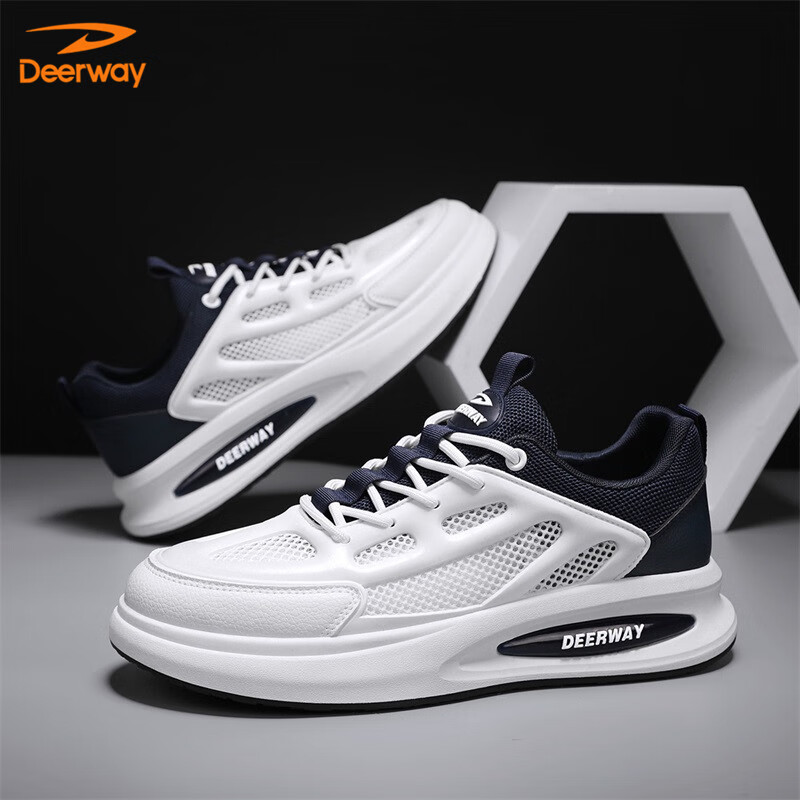 DEERWAY Men's 2025 Spring/Summer Canvas Shoes Men's Mesh White Sneakers Fashion...