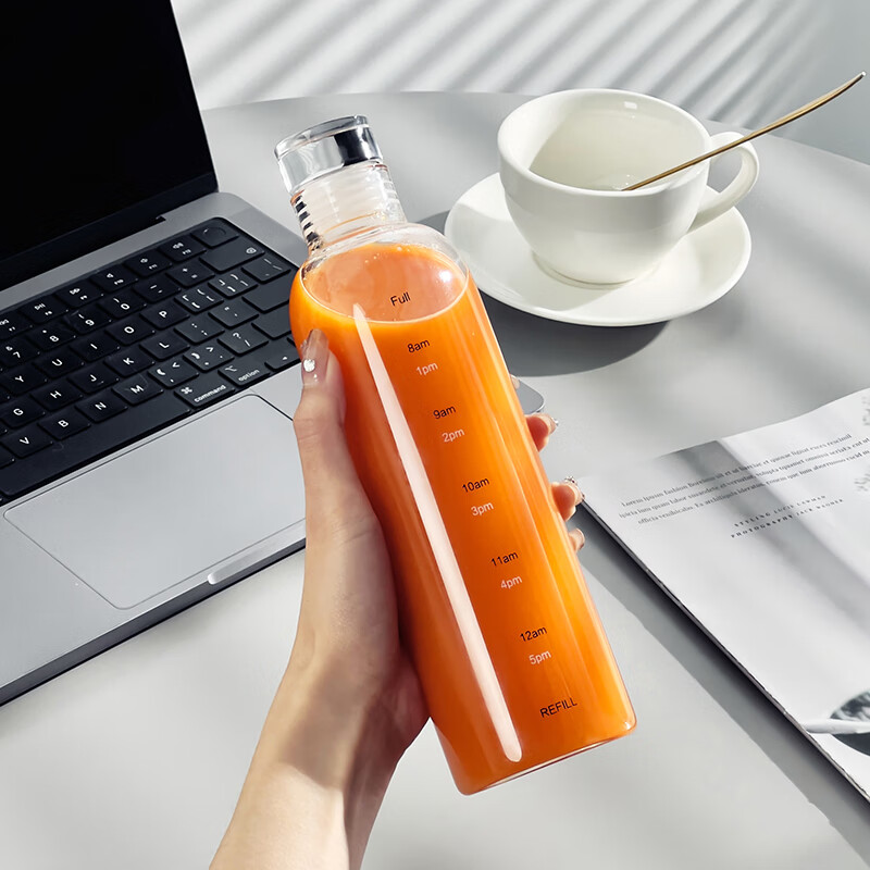 Dipuer Graduated Glass Cup, Trendy Water Bottle, Stylish Juice Drinking Cup for...