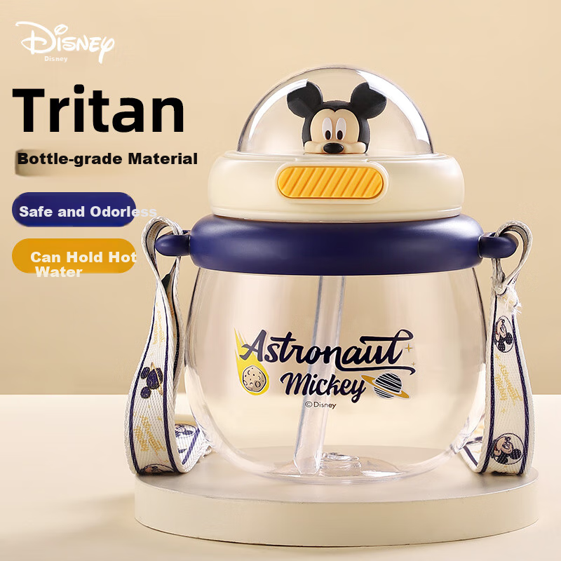 Disney Straw Cup Cute Children's Large Capacity Tritan Plastic Water Bottle Men...