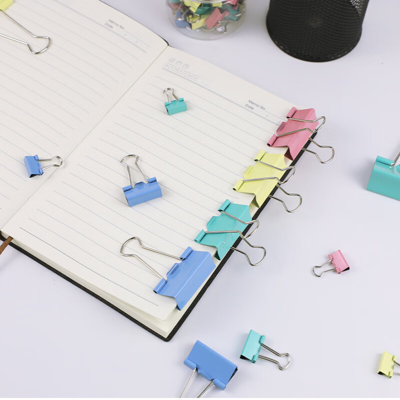 Befon 19mm Small Size Colorful Swallowtail Clip 4266 Metal Iron Clip Long Tail C...