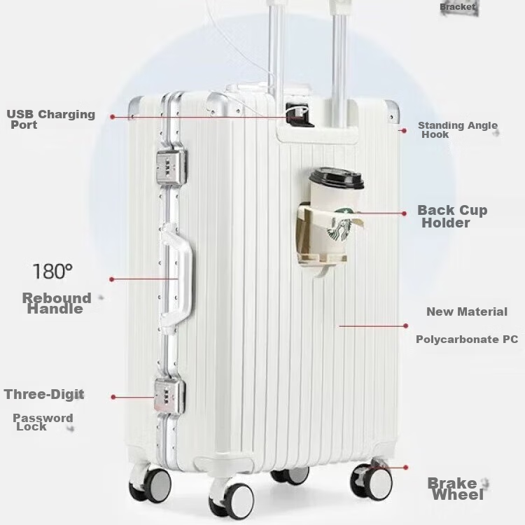 PAUL FRANK Aluminum Frame Luggage Men's Handsome Pull Rod Box Women's Large Capa...