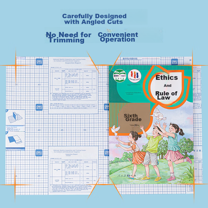 Deli 15 Sheets Multi-Size Transparent Frosted Corner-Cut Self-Adhesive Book Cove...