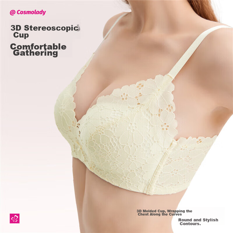 Dushiliren Women's Wireless Bra, Small Heart Pattern, Push-Up, Medium Thickness,...