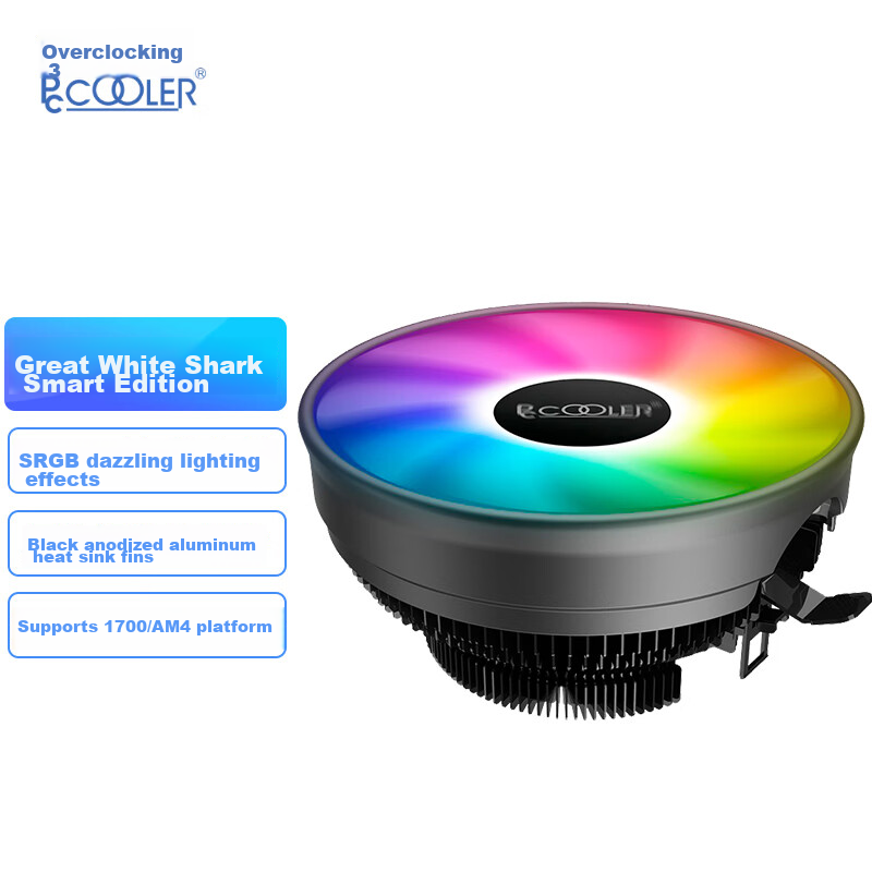 PCCOOLER Big White Shark Hao Yue Smart Edition CPU Cooler (Low-Profile/Multi-Pla...