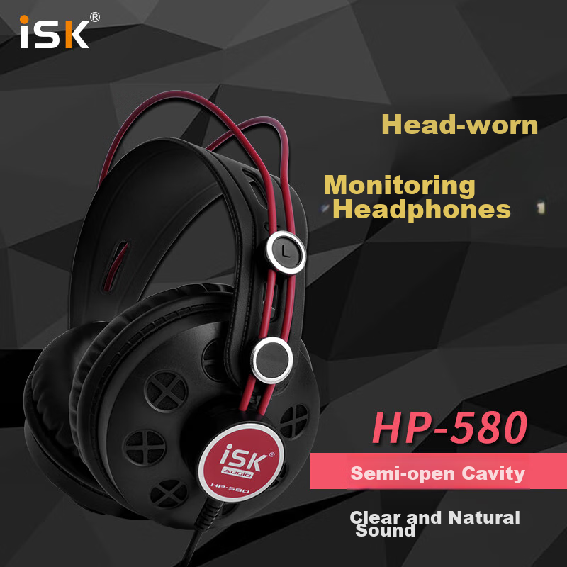 iSK HP580 High-Quality Over-Ear Live Streaming Monitoring Headphones, Network Ka...