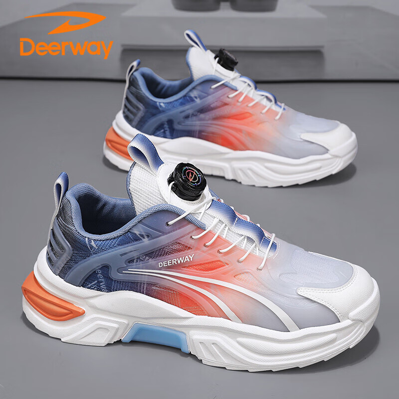 DEERWAY Men's Chunky Sneakers 2025 Spring/Summer Men's Casual Shoes Thick-soled...