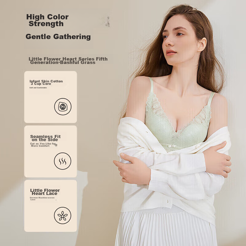 Dushiliren Women's Bra, Sexy Lace, Push-Up for Small Breasts, 2B25AB