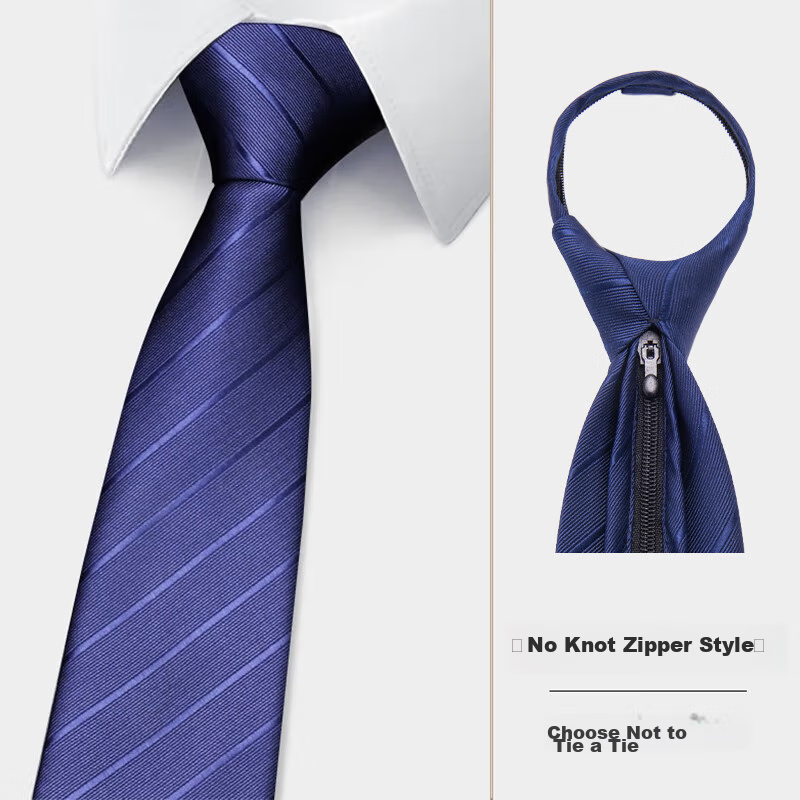 GLO-STORY Zipper Tie for Men, Formal Business 8cm Easy-Pull Lazy Tie, Gift Box S...