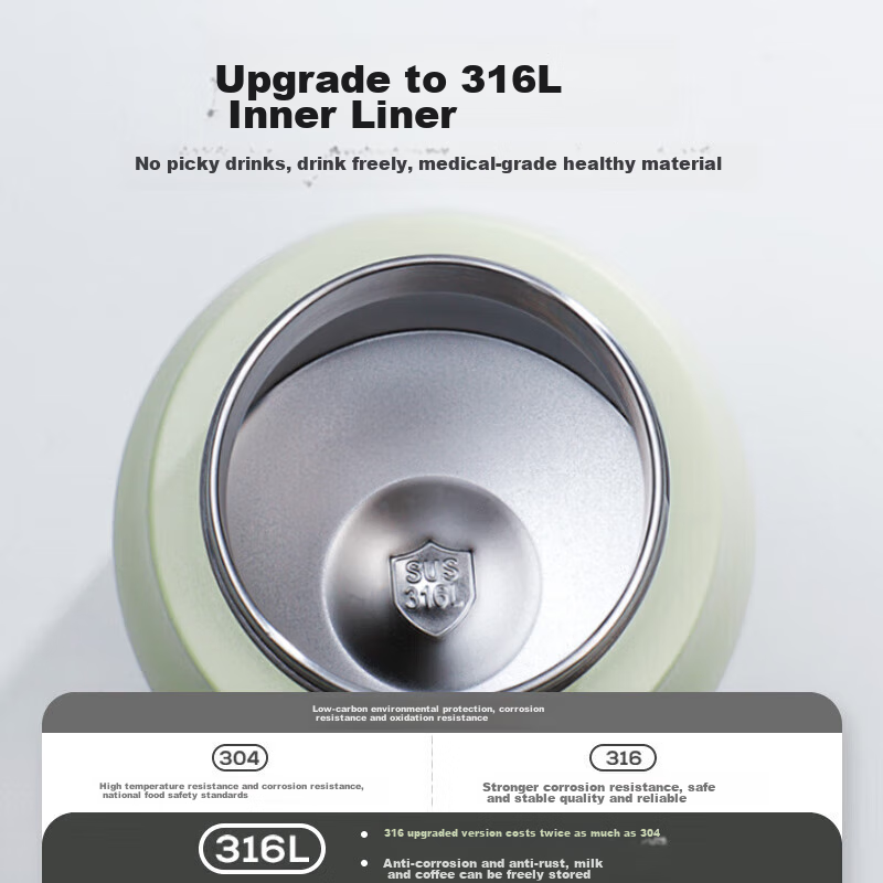 Fuguang Insulated Bottle, 316L Stainless Steel, Large Capacity Water Bottle, Str...