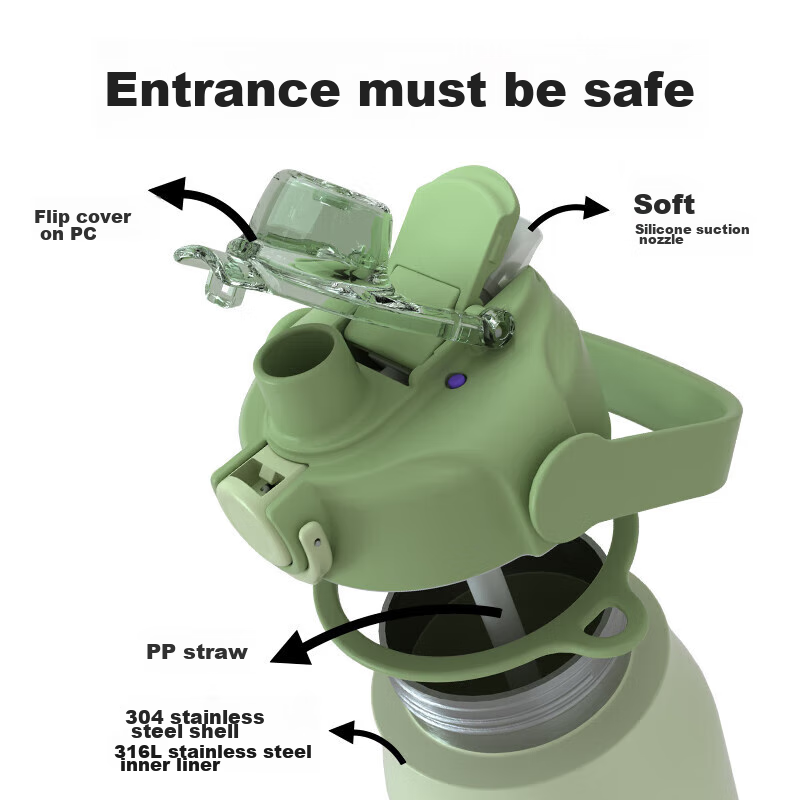 Fuguang Insulated Bottle, 316L Stainless Steel, Large Capacity Water Bottle, Str...