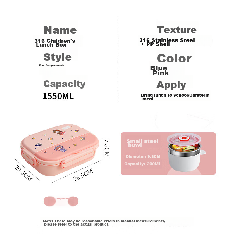 Dipuer Insulated Lunch Box, 316 Stainless Steel, for Students And Children, Larg...