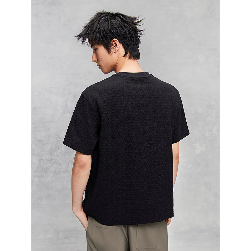 GXG Men's 310g Small Fragrance Texture Fabric Round Neck Short Sleeve T-shirt Su...