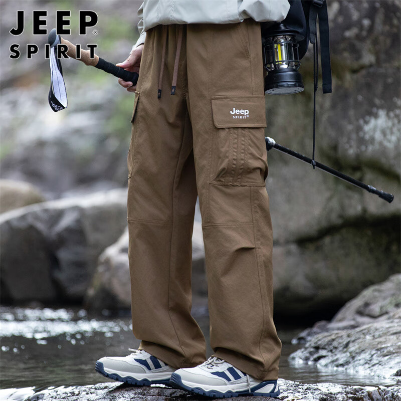 JEEP SPIRIT Men's Spring and Summer Loose Casual Pants Men's Wide-Leg Cargo Pant...